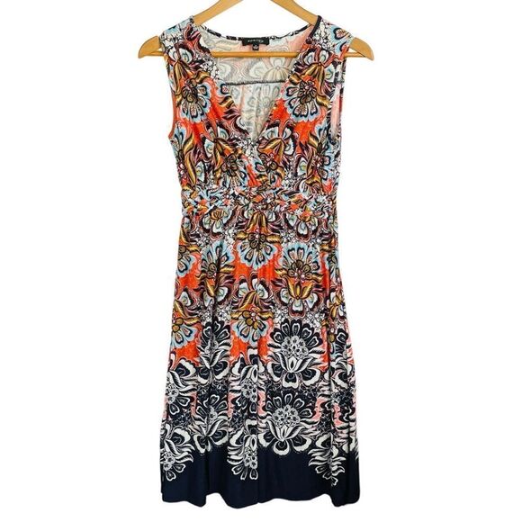 Spense Sleeveless Size S Multicolor Floral Pattern V Neck Sheath Dress - Picture 1 of 9